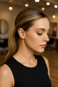 Side Part Slick Back Ponytail