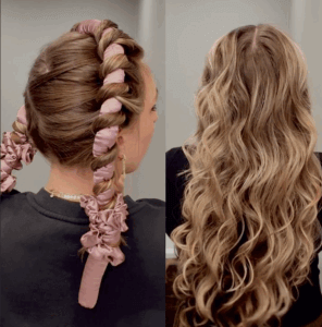 Heatless Curls, before and after result